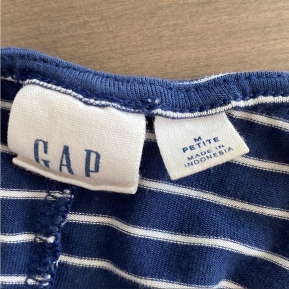 Gap Maxi Dress Body Ruching Navy Stripe Medium Petite - Picture 4 of 7